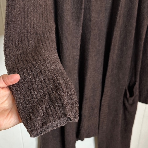 Barefoot Dreams Brown Hooded Cardigan - Picture 4 of 10